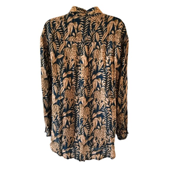 Johnny Was Tiger Long Sleeve Blouse Button Up Shirt Top Women Casual Green XS - Picture 4 of 8